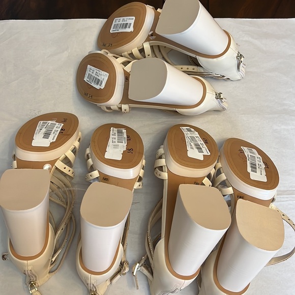 VINCE CAMUTO Nanthie Leather Studded Strappy Platform Sandals In Warm Vanilla - Picture 9 of 14